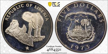 1973 $5 Elephant PR66DCAM