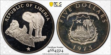 1973 $5 Elephant PR67DCAM