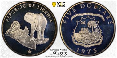 1973 $5 Elephant PR63DCAM
