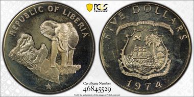 1974 $5 Elephant PR67