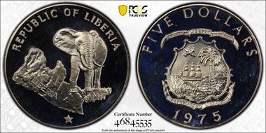 1975 $5 Elephant PR68CAM