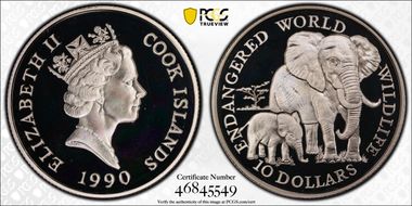 1990 $10 African Elephant Endangered Wildlife PR69DCAM
