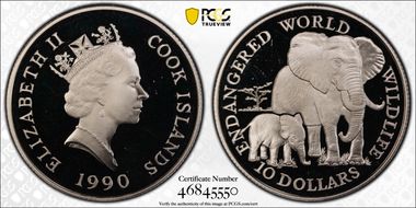 1990 $10 African Elephant Endangered Wildlife PR68DCAM
