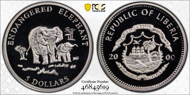 2000 $5 Endangered Elephant MS65