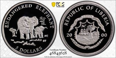 2000 $5 Endangered Elephant MS69