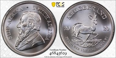 2020 1 Rand Krugerrand Silver MS69