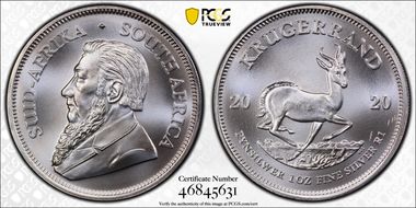 2020 1 Rand Krugerrand Silver MS69