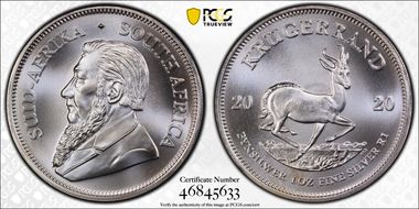 2020 1 Rand Krugerrand Silver MS69