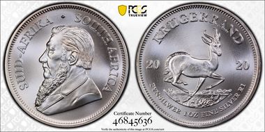 2020 1 Rand Krugerrand Silver MS69