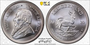 2020 1 Rand Krugerrand Silver MS69