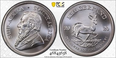 2020 1 Rand Krugerrand Silver MS69