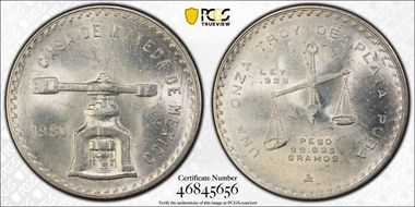 1980-Mo Onza KM-M49b.5  Ag MS64