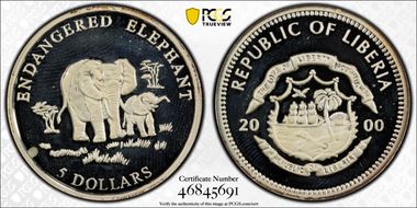 2000 $5 Endangered Elephant MS65