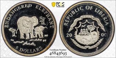 2000 $5 Endangered Elephant MS64