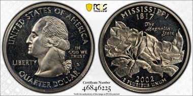 2002-S 25C Mississippi PR67DCAM