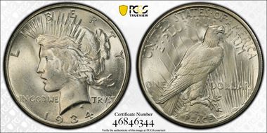 1934-S $1 MS63+ 
