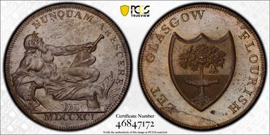 1791 Tk 1/2D DH-2 Lanarkshire, Glasgow Bronzed PR64