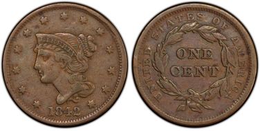 1842 1C Large Date VF25BN