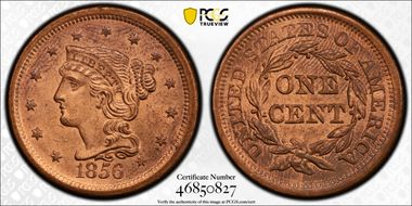 1856 1C N-14 Slanted 5 MS64RD