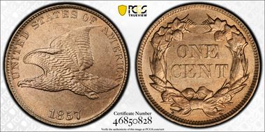 1857 1C Flying Eagle MS62