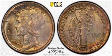 1917-D 10C MS64