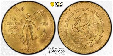 1981-Mo 1/2 oz Libertad Au MS68