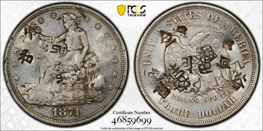 1874 T$1 Chopmarked N1