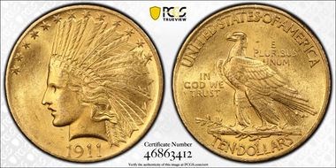 1911 $10 MS62