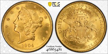 1904 $20 MS64+