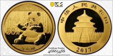2017 50 Yn Panda Gold MS70