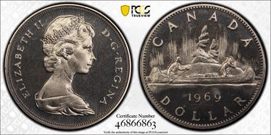1969 $1 Voyageur Ni PL67