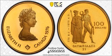 1976 $100 Montreal Olympics - 22K PR66DCAM