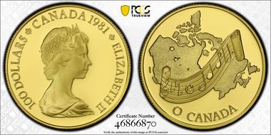 1981 $100 National Anthem PR70DCAM