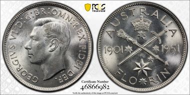 1951(m) Florin Jubilee KM-47  Ag MS64