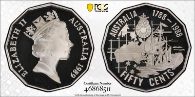 1989 50C Bicentennial Ag PR69DCAM