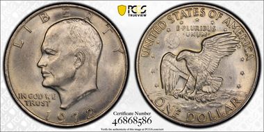 1972 $1 Type 3 AU58