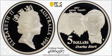 1994 $5 Charles Sturt Australian Explorers PR69DCAM