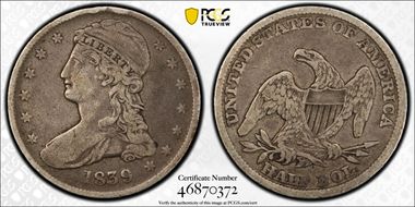 1839 50C Capped Bust F15