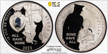 2022-S 50C National Purple Heart Hall of Honor PR69DCAM