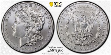 2021-D $1 Morgan Dollar 100th Anniversary MS70