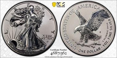 2021-S $1 Silver Eagle Rev PR - Type 2 Designer Edition PR70