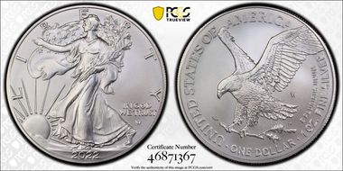 2022-W $1 Burnished Silver Eagle SP70