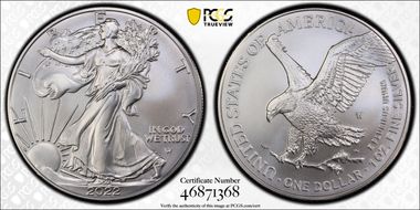 2022-W $1 Burnished Silver Eagle SP70