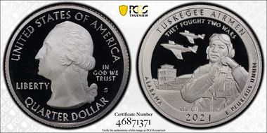 2021-S 25C Tuskegee Airmen NP- Silver PR69DCAM