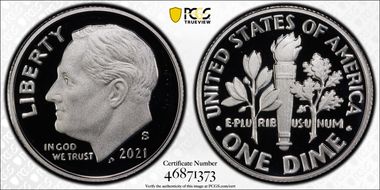 2021-S 10C Silver PR70DCAM