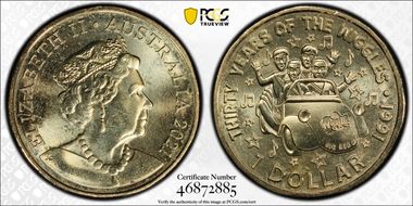 2021 $1 Original Wiggles Band 30th Anniversary MS66