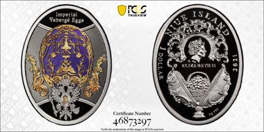 2021-MW $1 Tsarevich Faberge Egg PR70DCAM