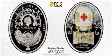 2021-MW $1 Red Cross Portraits Faberge Egg PR70DCAM