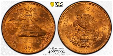 1955-Mo 20C Small Eagle MS66RD