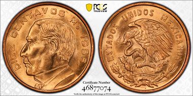 1955-Mo 10C KM-433 MS64RD